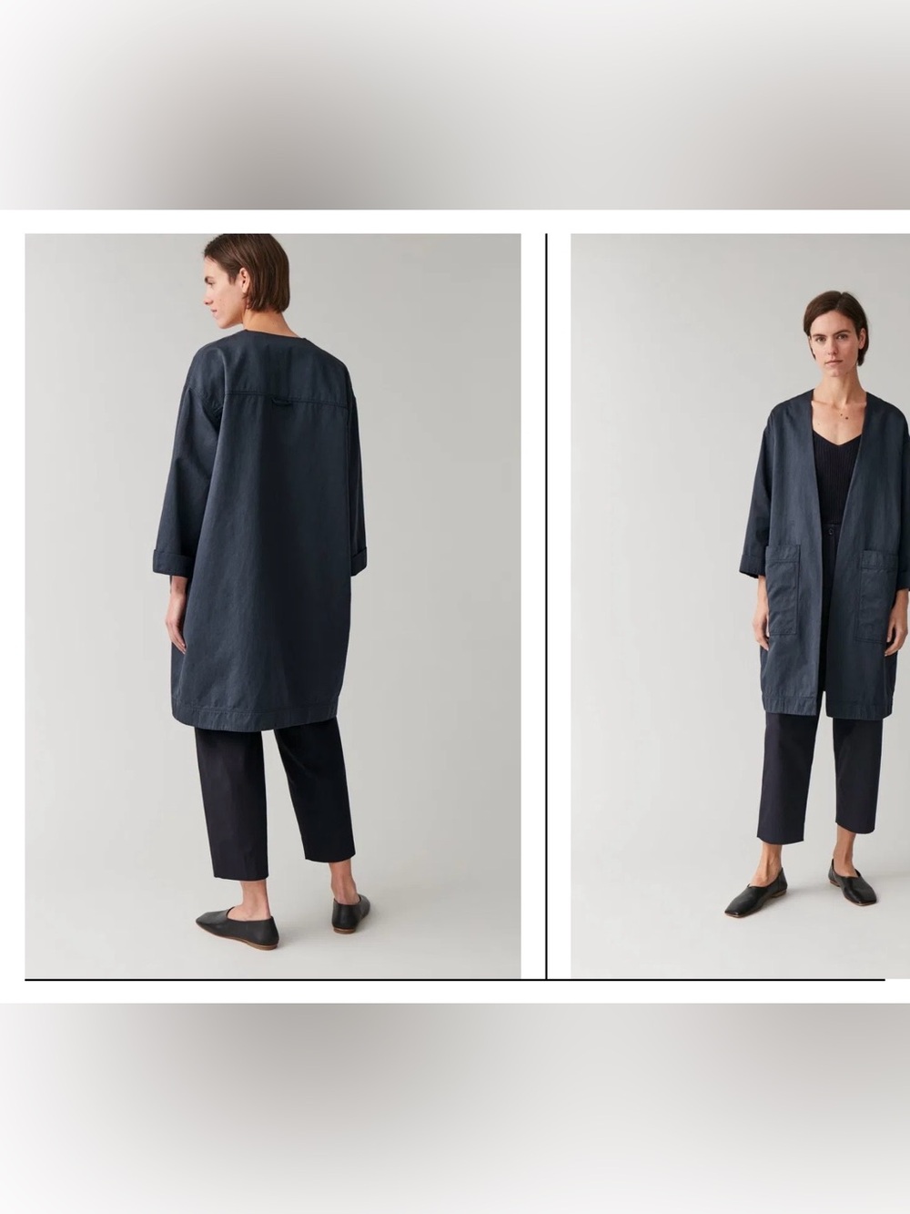 COS Cotton-linen Jacket With Draped Front Twill Blue Size S